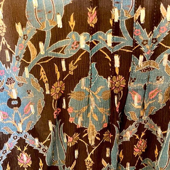 RARE FIGUE long sleeve "poet" blouse, ruffled, silk with metallic thread, S-M - Picture 5 of 6